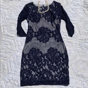 Beautiful Navy blue lace sheath dress